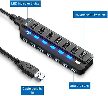 Ultra-Speed Usb3 7 Port Switch (with adapter)
