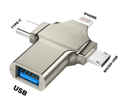 Iphone, Type-C, MicroUsb To Usb Otg Converter