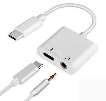 Type-C to Aux and Type-C Converter white